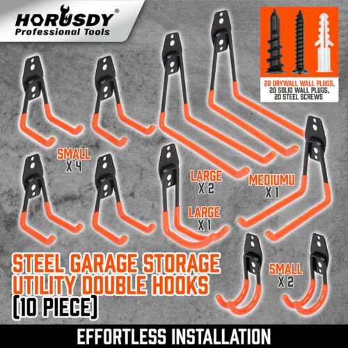 10-pack Steel Garage Storage Utility Double Hooks Wall Organizer Tool Hanger H-d