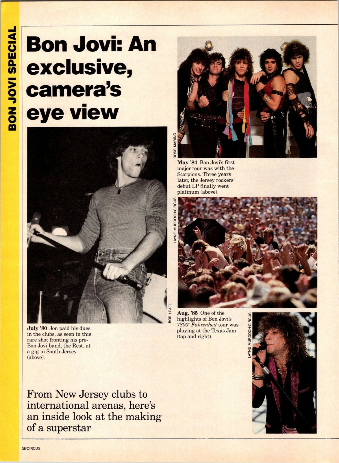 1987 Vintage 32 Pages/5 Print Articles/photos On Jon Bon Jovi And Band R Sambora