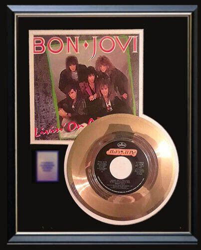Bon Jovi Living On A Prayer 45 Rpm Gold Metalized Record Rare Non Riaa  Award