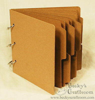5.5"x5.75" Mini Tabbed Chipboard Album 10 Pages 3 Rings - Use 6x6 Paper Pads!