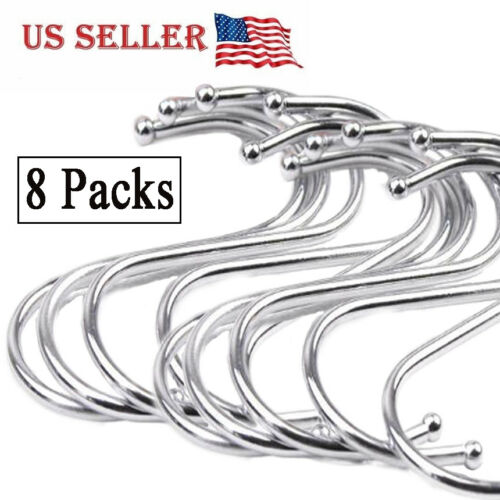 8pack S Shaped Hanging Hooks Stainless Steel For Kitchen Bathroom Bedroom