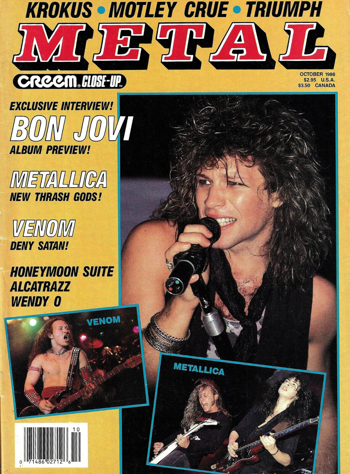 Bon Jovi -  Metallica - Triumph - Krokus - Alcatrazz -   Creem Magazine 1986